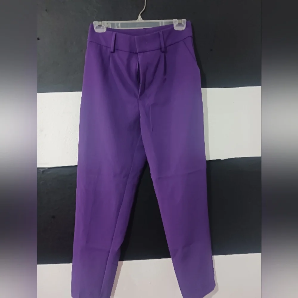 SHEIN Women Purple Belted Trouser Pant